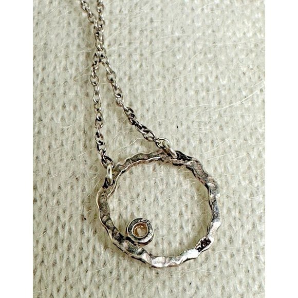 Sterling Silver CZ Orbiting Moon Necklace - 15" - Picture 7 of 9